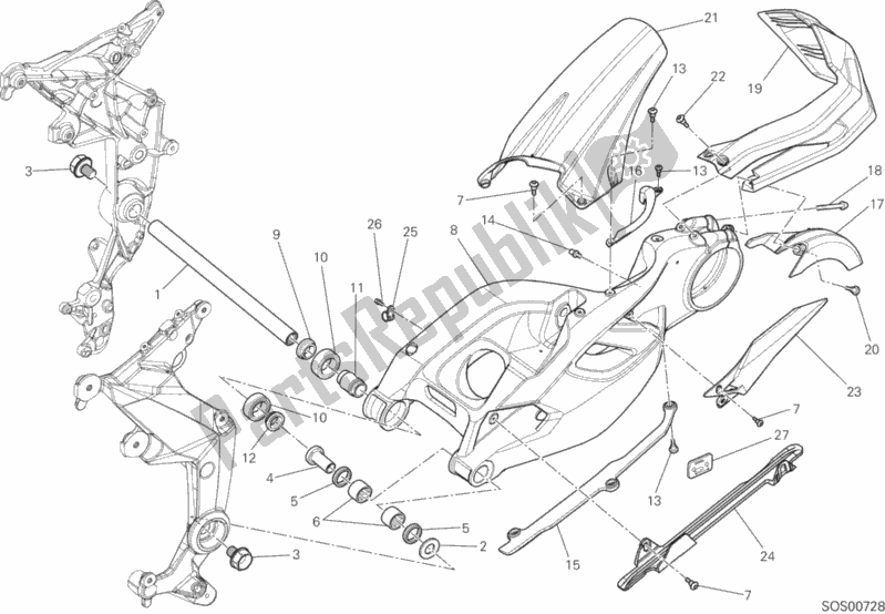 Toutes les pièces pour le Bras Oscillant du Ducati Multistrada 1200 ABS Brasil 2014